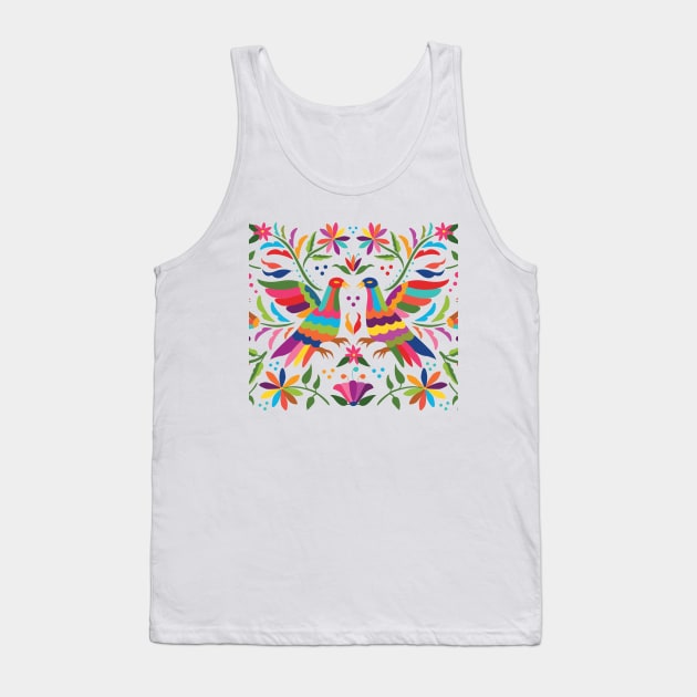 Mexican Otomí Birds. Colorful and floral composition by Akbaly Tank Top by Akbaly